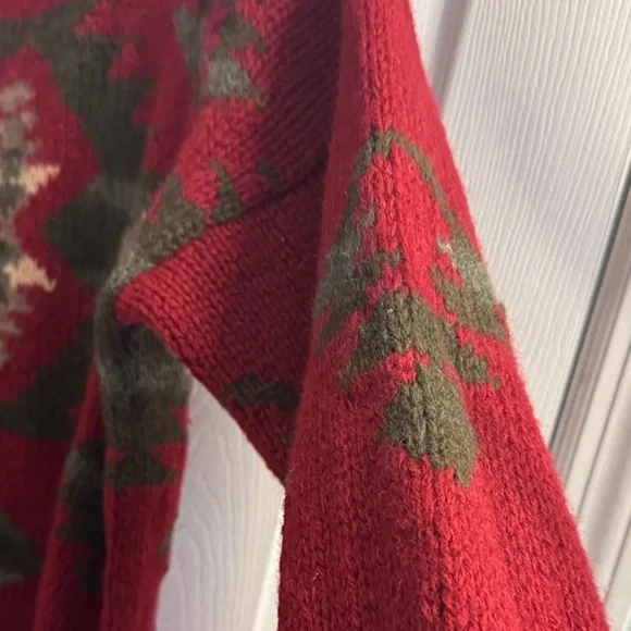Men's Red Aztec Pattern Wool Sweater Vintage Eddie Bauer - Picture 2 of 4